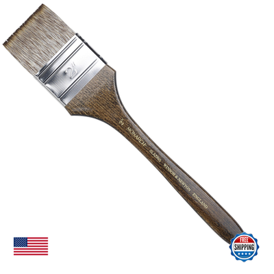 Winsor & Newton Monarch Glazing Long Handle Brush, 2-inch, with synthetic bristles ideal for detailed glazing and fine art painting.