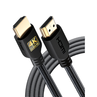 PowerBear 4K HDMI Cable 10ft braided nylon with gold connectors for high-speed 4K video and audio transfer