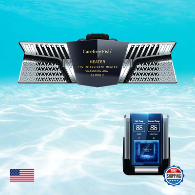 Carefree Fish 300W 2-in-1 PTC ceramic aquarium heater with digital PID control, suitable for maintaining water temperature.