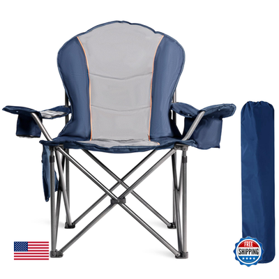 Foristrail oversized camping chair, heavy-duty portable folding chair with cup holder, sturdy frame and cushioned seat for outdoor use.