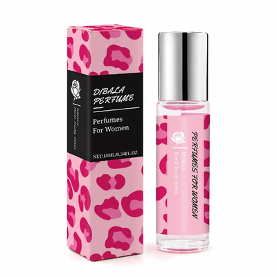 DIBALA Pheromones Perfume for Women, 10ml roll-on oil with long-lasting, natural scent, shown in a sleek bottle.