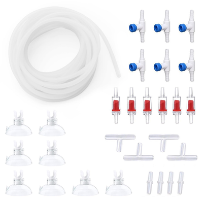 pewyoke Premium 25FT 3/16inch translucent air hose with check valve and connectors for aquarium use