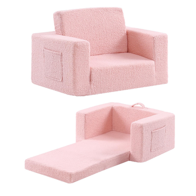 Givjoy toddler chair sherpa kids couch with soft armrest and plush fabric, featuring a reversible 2-in-1 design for comfortable lounging