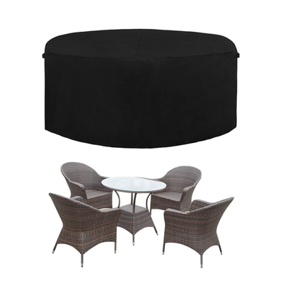 Easy-Going heavy-duty 600D round patio furniture cover for outdoor tables and chairs, protecting outdoor furniture from weather.