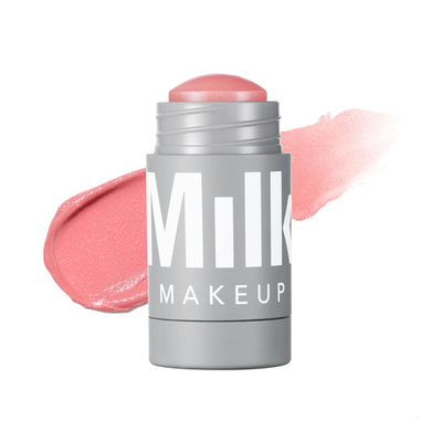 Milk Makeup Lip Cheek Stick with creamy, buildable blush and lip color in a sleek tube, featuring hydrating mango extract.