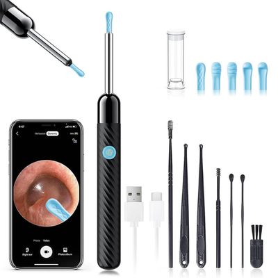 LEIPUT Ear Wax Removal tool with 1080P HD camera and 8-piece ear cleaning set in black