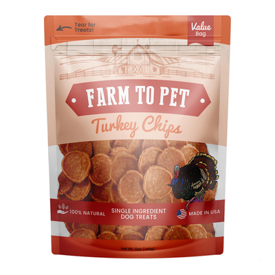 Crunchy Farm To Pet Turkey Dog Training Treats in 12 oz bag, healthy and flavorful for dogs.