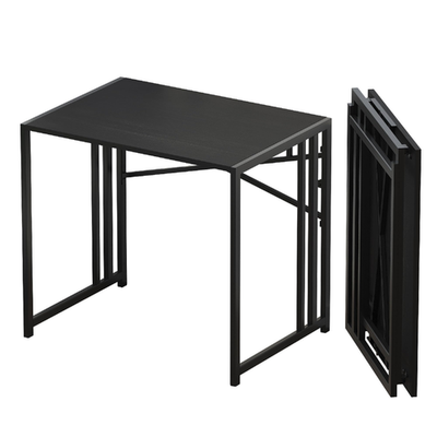 Lutown 32" folding computer desk in black metal with modern design, space-saving and portable for gaming and office use