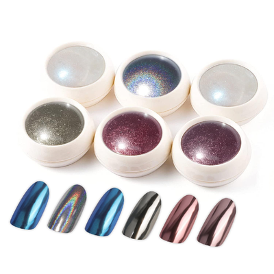 BISHENGYF 6 Pcs white chrome pearl effect nail glitter powder set
