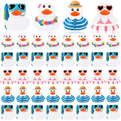 Honoson 48PCS mini white rubber duck bath toys for summer beach and pool party favors