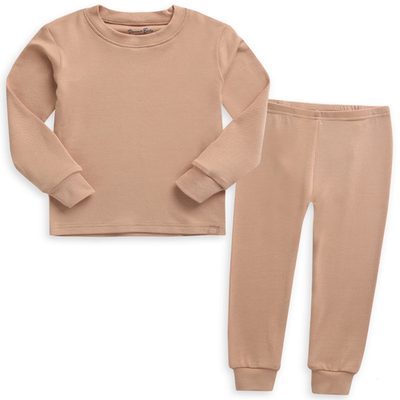 Vaenait Baby kids long sleeve sleepwear pajamas set in modal fabric, orange color, 2-piece sleepwear for children.