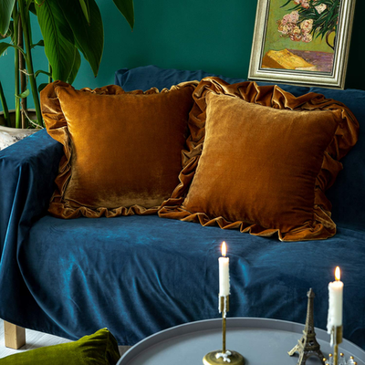 Luxurious velvet square throw pillow cover by Glory Season, soft and decorative solid design for elegant home decor.