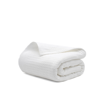 Salt Earth 100% cotton white waffle blanket twin size lightweight and breathable throw for all seasons