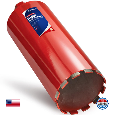 Daduori premium 6-1/4 inch wet core drill bit for hard concrete with high-density diamond cutting edge in a close-up view