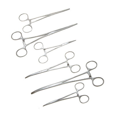 Apical 6-Pc Hemostat Forceps Set stainless steel straight and curved clamps