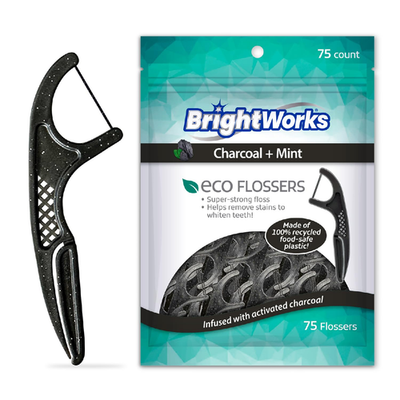 BrightWorks ECO sustainable floss picks, PFAS-free dental floss picks, 225 count, made in the USA, eco-friendly oral hygiene tool