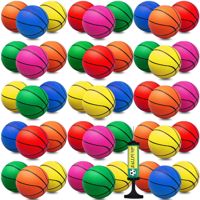 42Pcs 6" Mini Basketball Set with colorful PVC balls and air pump for indoor and outdoor hoop games