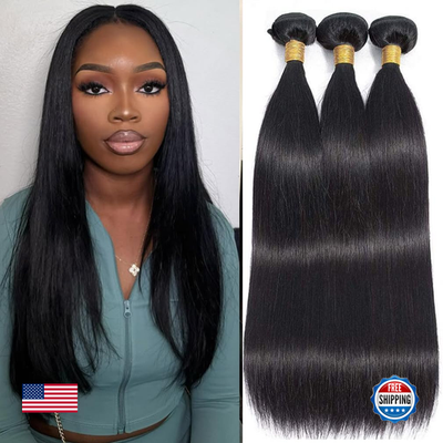 Unbranded Njmnjm 12A straight human hair bundle with Brazilian virgin weave, showing smooth, shiny unprocessed hair.