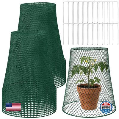Large metal plant wire cloche set with 15 pieces, 11x12 inches, ideal for protecting garden plants.