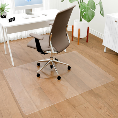 Clear 100pointONE office chair mat for hardwood floors, 58x44 inch PVC protective mat with easy glide and anti-skid features