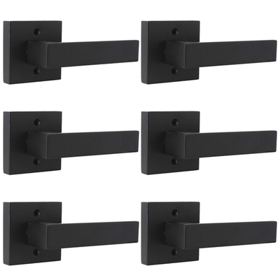 Probrico matte black stainless steel non-turning half-dummy lever handle with square design for doors