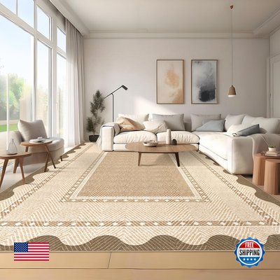 GarveeHome modern neutral 9x12 area rug with washable design, ideal for living room decor and large space coverage.