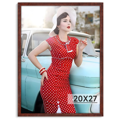 Dark Walnut 20x27 rustic wood grain poster frame with wall mount and plastic material