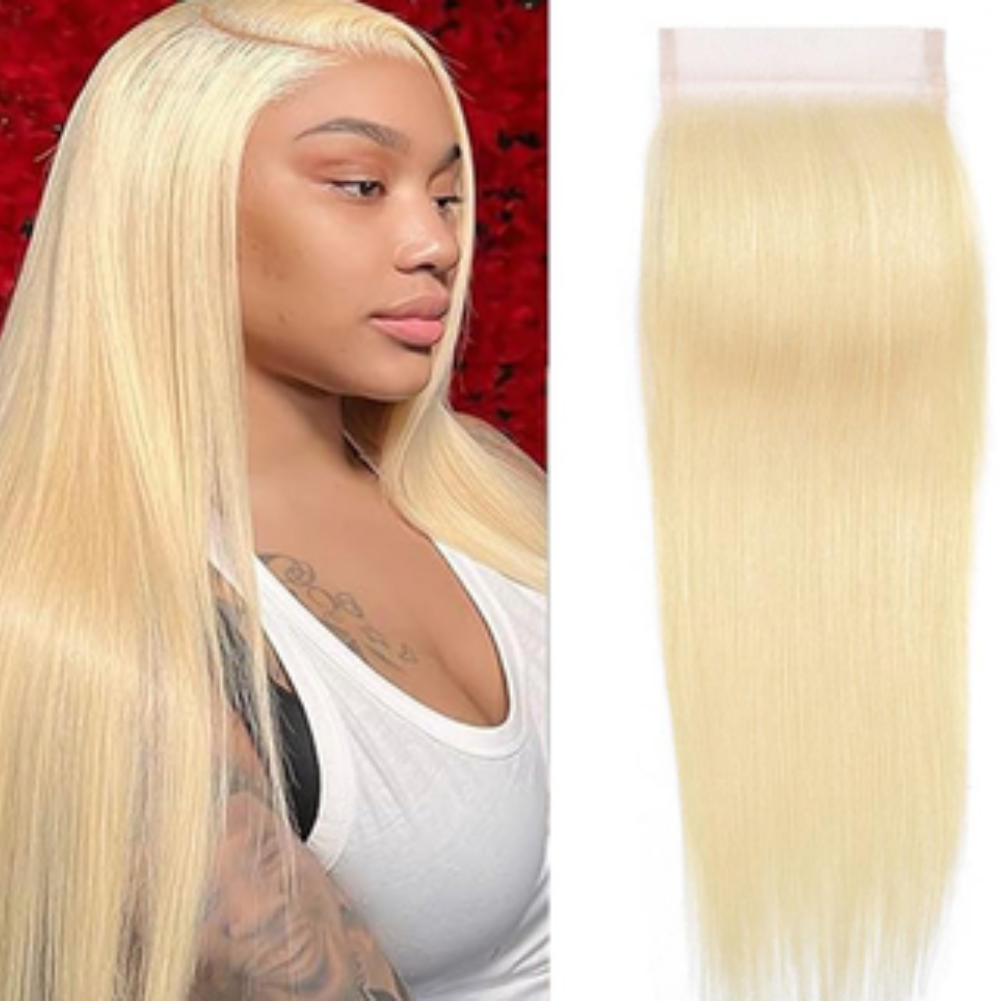 KAFEIER 613 Blonde 5x5 straight HD lace closure with baby hair, 100% human hair, 18 inch blonde #613 lace frontal closure