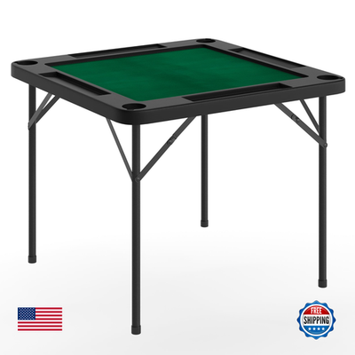 Flash Furniture Silas 34.5-inch folding card table with green felt playing surface, lightweight and portable for games and gatherings.