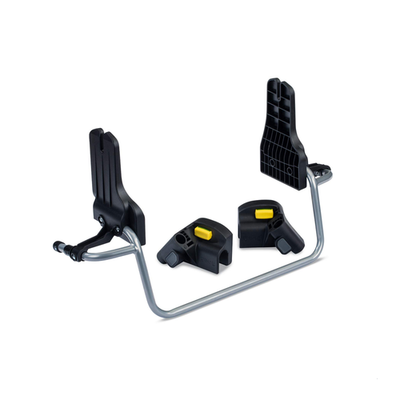 BOB Gear single jogging stroller adapter for Graco infant car seats, shown attached to stroller frame in black and gray.