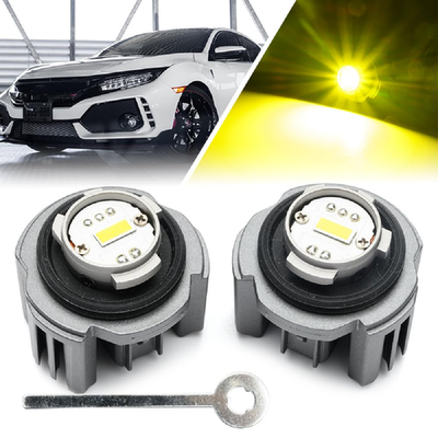L1B TF1 LED amber fog light bulbs for Honda Civic, Accord, CR-V, Ridgeline, Passport, and Acura with aluminum housing and high brightness