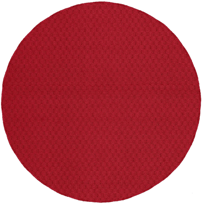 Garland Rug Town Square Chili Pepper Red 5-foot round non-slip area rug with vibrant red pattern for living room decor.