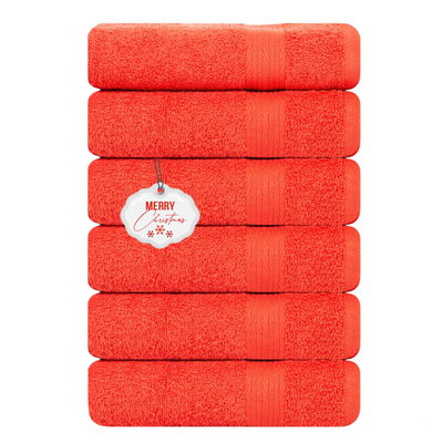 Set of six Ample Decor 18x28 inch cotton hand towels with 600 GSM, eco-friendly, soft, and highly absorbent for everyday use.
