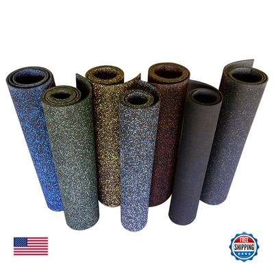 Blue Rubber-Cal Elephant Bark floor mat with textured surface, 3/16-inch thick, measuring 4 by 7.5 feet, on a flat surface.