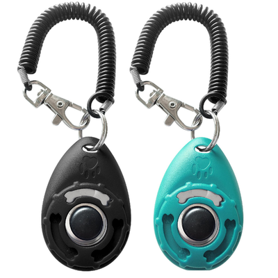 HoAoOo Pet Training Clicker 2 pack black and blue metal clickers with wrist straps for dog training