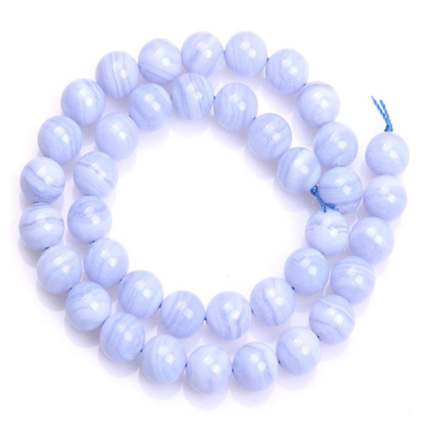 Two strands of small 4mm round blue lace agate healing gemstones, natural blue gemstone beads for jewelry making.