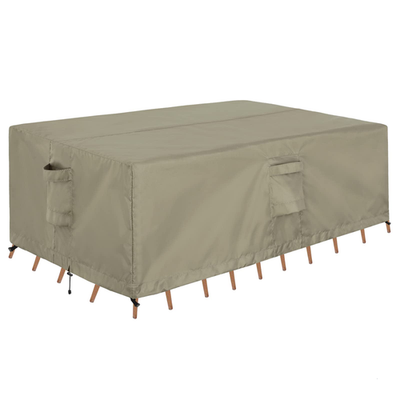 OutdoorLines waterproof patio table furniture cover for rectangular outdoor dining tables, protects against weather and dirt.