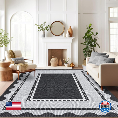 Garveehome modern neutral 9x12 area rug with washable design, suitable for living room decor, featuring a soft, contemporary pattern.