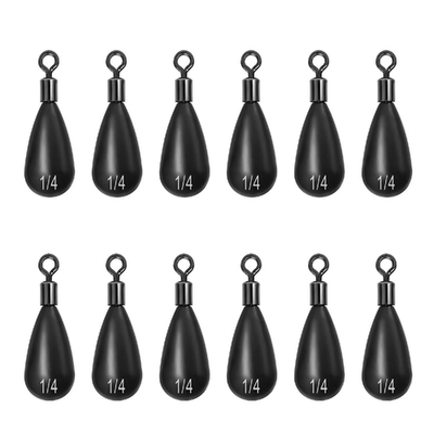 Fishfun Tungsten Drop Shot Weights 12 pcs black high density for bass fishing