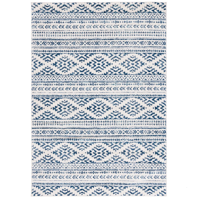 Safavieh Tulum Collection accent rug in ivory and navy with Moroccan boho tribal pattern, measuring 2x4 feet.