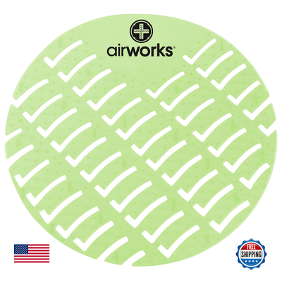 Light green herbal mint urinal screen pack, unbranded Airworks AWUS002-BX by Hospeco, featuring fresh herbal scent and durable design.
