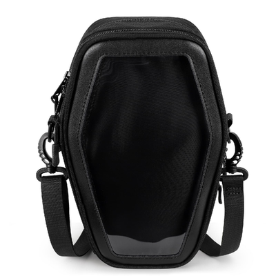 STEAMEDBUN Gothic crossbody purse featuring coffin shape, cross design, display window, perfect for Halloween costume accessories