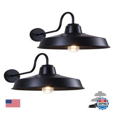Large outdoor barn wall lights by Mloukuku, 16-inch farmhouse light fixtures, two-pack for rustic exterior lighting.