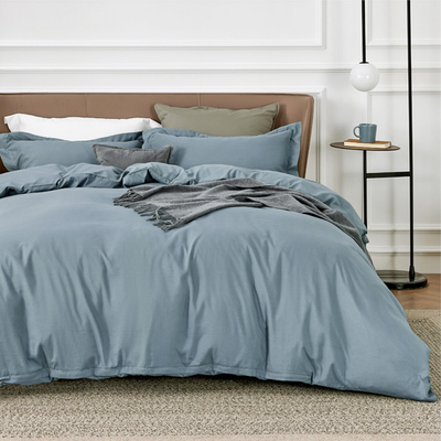 Bedsure full size duvet cover set with double brushed soft bedding for kids and adults, shown in a cozy bedroom setting.