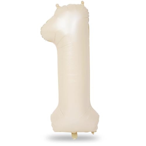 40 Inch Beige Number 1 Balloon for Fun to be One 1st Birthday - Product Imagery