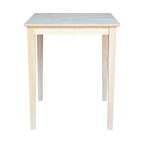 Solid Wood Top Dining Table, 36 Inch High, Unfinished - Product Imagery