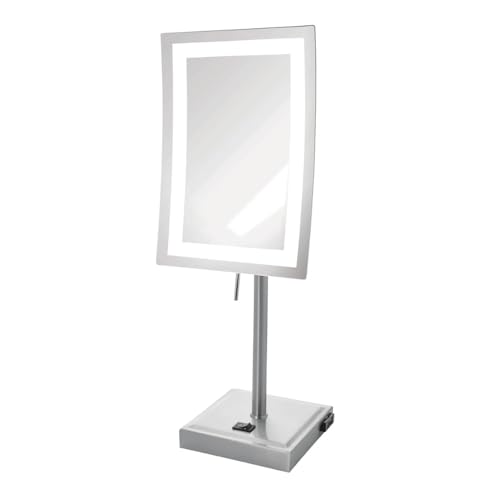 JERDON Lighted Makeup Mirror with 5X Magnification - Nickel - - Product Imagery