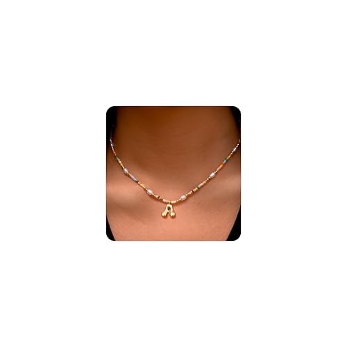 Initial Necklaces for Women Girls Kids - Light Colorful Beaded - Product Imagery