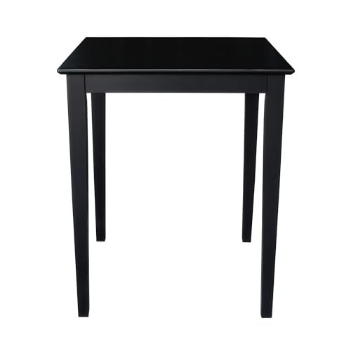 Solid Wood Top Dining Table, 36 Inch High, Black - Product Imagery