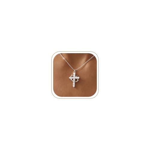 Crown Cross Necklace Sterling Silver Jesus Faith Baptism Gifts - Product Imagery
